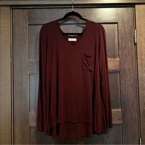 Abercrombie & Fitch Maroon Long Sleeve Flowy Pocket Tee